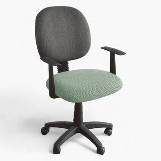 Housse de siège de chaise de bureau en Jacquard - Zenith Vert sur fond gris