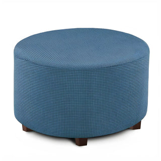 Housse de pouf en Jacquard - Gris Bleu sur fond gris