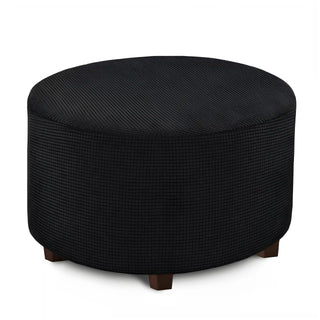 Housse de pouf en Jacquard - Gris Noir sur fond gris