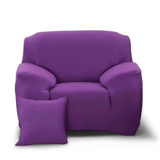 Housse de fauteuil classique lisse - Chicara Violet sur fond gris