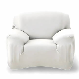 Housse de fauteuil classique lisse - Chicara Blanc sur fond gris