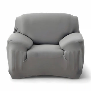 Housse de fauteuil classique lisse - Chicara Gris clair sur fond gris