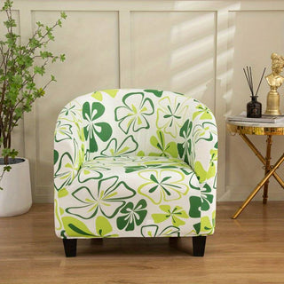 Housse de Fauteuil Crapaud Design - Vert fleuris sur fond gris