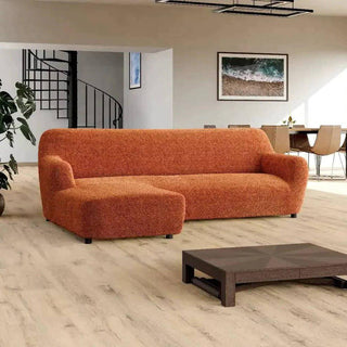 Mediterraneo - Housse de canapé d'angle Orange en Microfibre sur fond gris