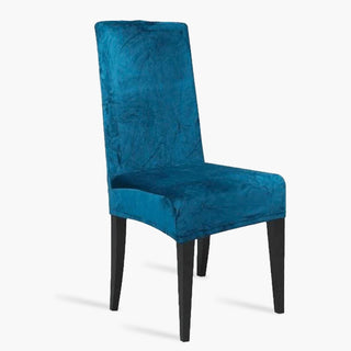 Housse de chaise classique en Velours - Valoria Bleu ciel sur fond gris