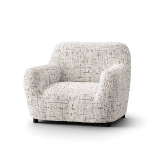 Vittoria - Housse de fauteuil Blanc en Microfibre imprimé Blanc Fauteuil - 60-110 cm sur fond gris