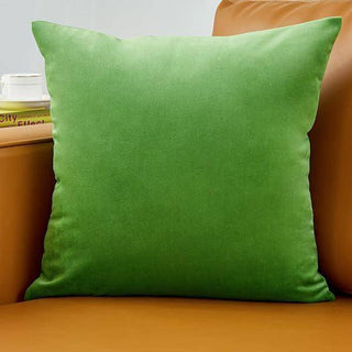 Housse de coussin en Velours - Valeska Vert pomme sur fond gris